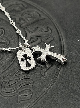 复古做旧泰银满钻十字架项链