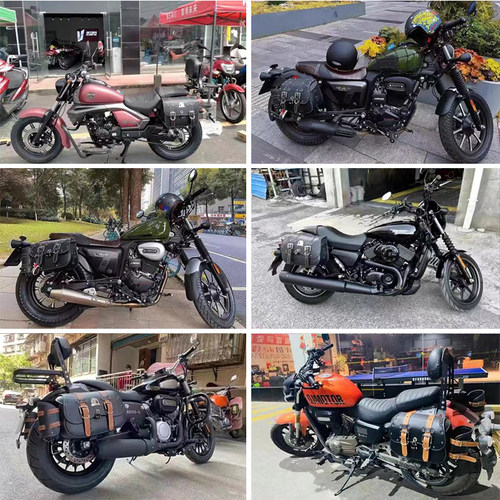 摩托车通用复古改装防盗边包电动车挂包侧边挎包骑士包马鞍包防水 - 图1