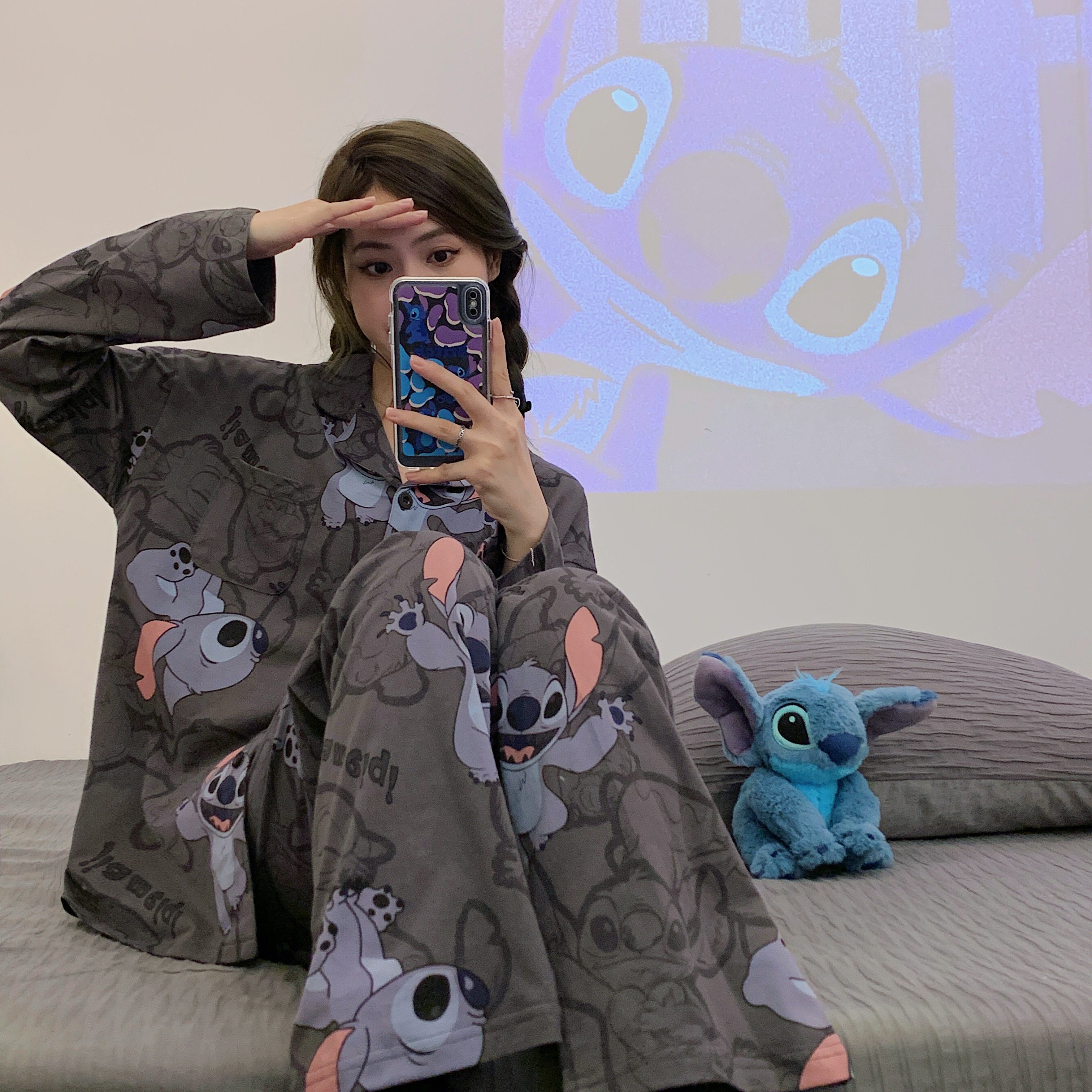 情侣纯棉史迪仔卡通睡衣春夏季长袖套装女生可爱休闲迪士尼家居服,淘宝优惠券,粉丝福利购,淘宝优惠卷