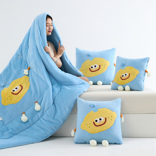 牛奶绒 抱枕被子两用沙发靠垫学生宿舍盖毯加厚办公室折叠枕头被 - 图1