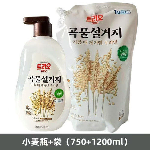 韩国进口爱敬谷物洗洁精家用果蔬餐具清洁剂瓶装袋装1200ml补充装 - 图2