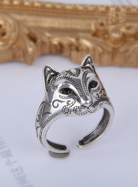 新款狐狸面具戒指民风稻荷神狐神话系列指环神使降临女款开口手饰