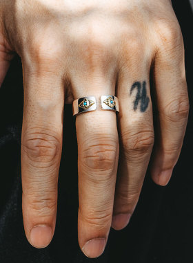 新款欧美复古上帝之眼戒指潮男女单身戒开口指环嘻哈简约小众个性