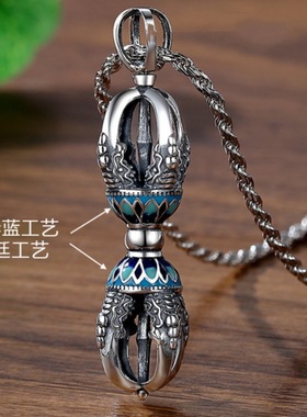 小众设计复古滴胶金刚杵吊坠泰银