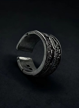 新中式道系北斗七星戒指男卷纹交织机械元素个性小众独特开口指环