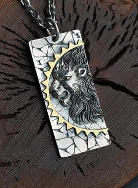 欧美风复古狮子王吊坠霸气时尚潮男款小众项链轻奢高级感个性礼品