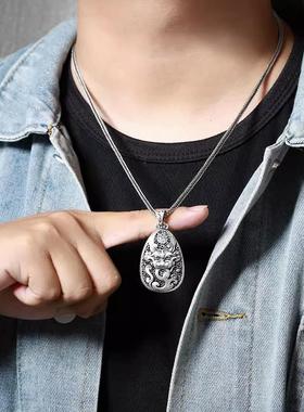 新中式复古镂空民族风貔貅吊坠男女款护身寓意项链个性毛衣链新年