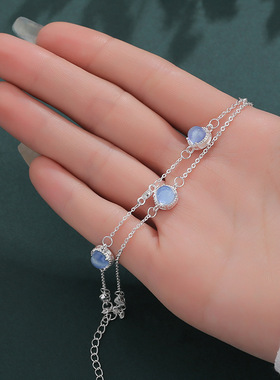 新款星河逐梦手链女生蓝石精致轻奢手环时尚镶钻叠戴手饰品高级感