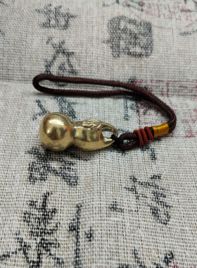 复古实心黄铜葫芦项链树叶葫芦挂饰钥匙扣文玩精致小巧手把件配饰