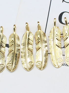 镀金鹰爪日系百搭嘻哈风羽毛吊坠