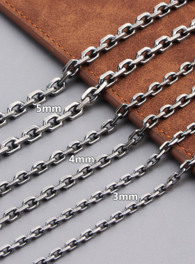 纯银复古简约太角链男女简约项链