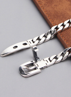 男女纯银复古简约皮带扣手链