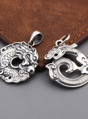 925纯银龙戏珠吊坠汽车挂机