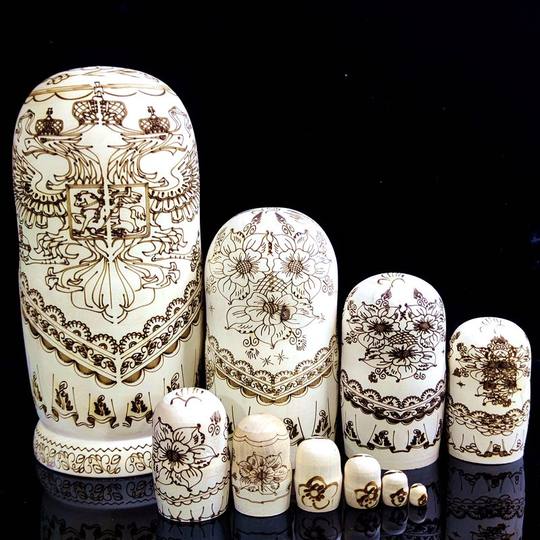 Russian matryoshka 10-layer engraved signature model