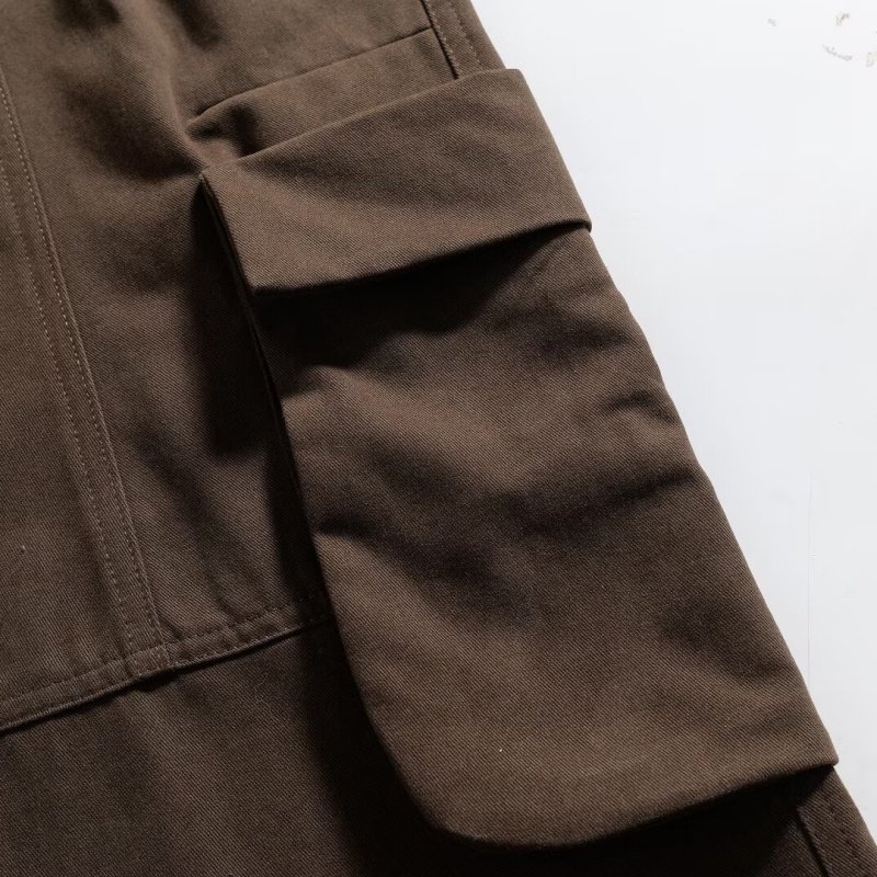 深棕色工装阔腿长裤 多口袋高腰宽松直筒裤 复古通勤显瘦裤装,淘宝优惠券,粉丝福利购,淘宝优惠卷