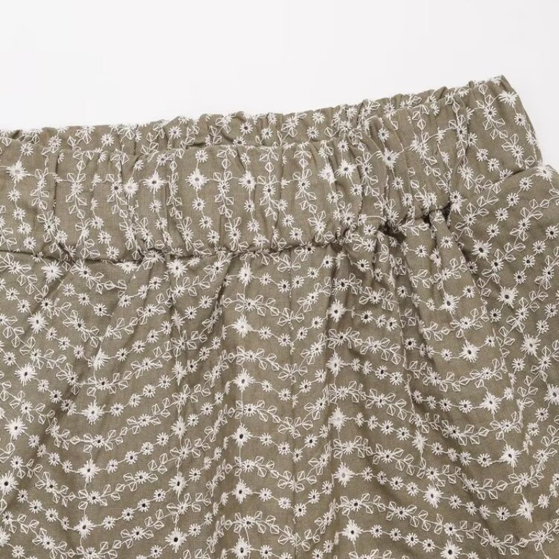 复古碎花镂空刺绣休闲短裤 高腰显瘦阔腿裤 休闲百搭松紧腰热裤,淘宝优惠券,粉丝福利购,淘宝优惠卷