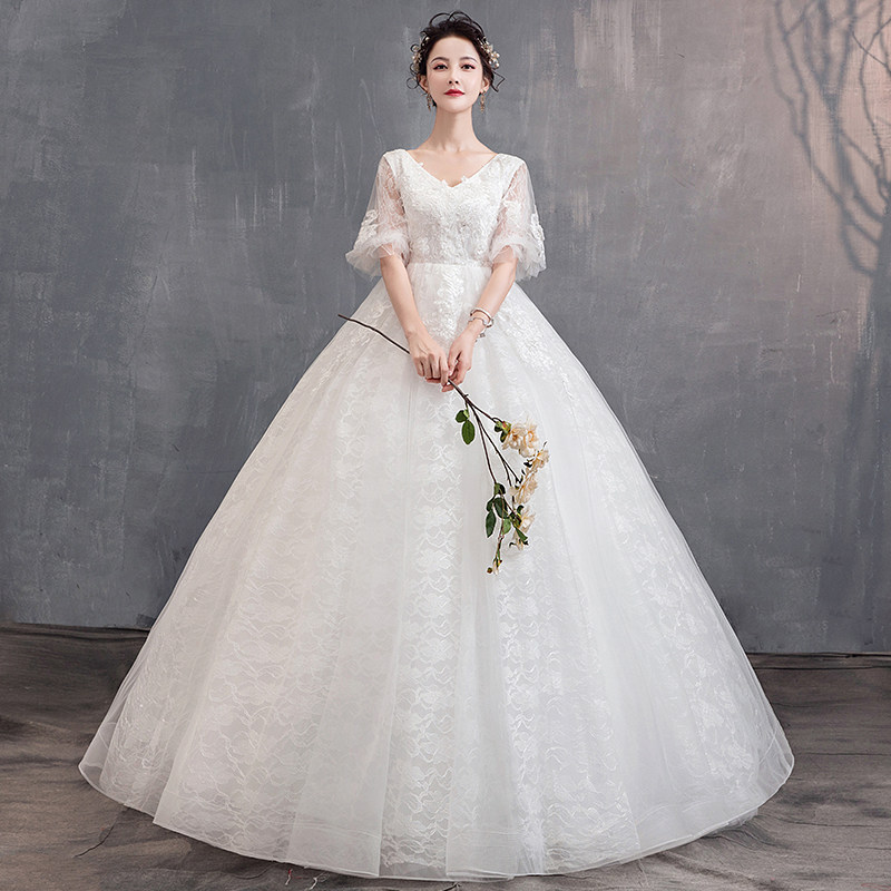 孕妇轻主婚纱2020新款高腰遮孕肚 鞋缘服饰婚纱