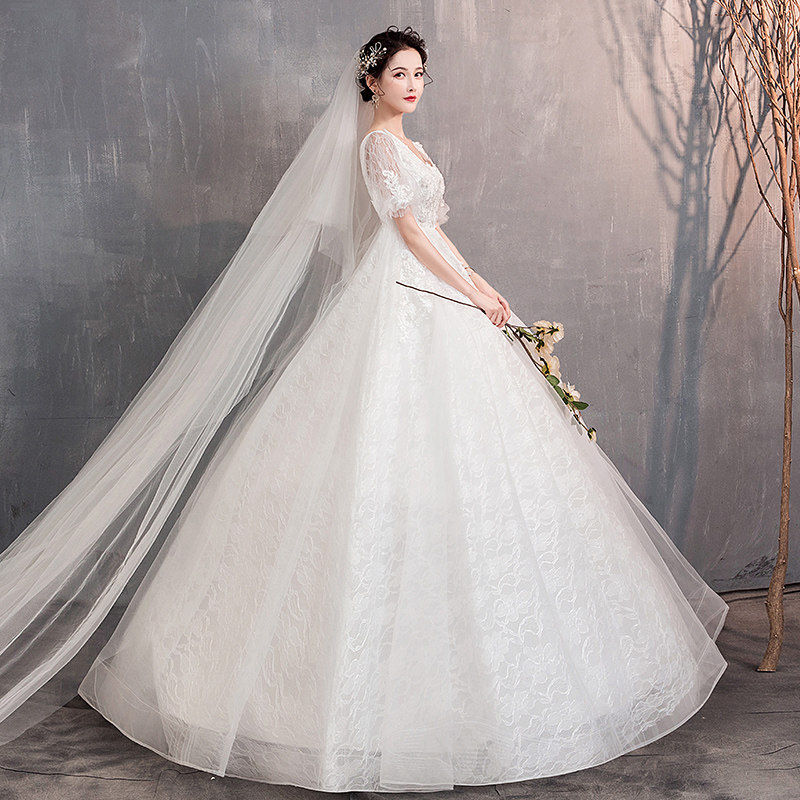 孕妇轻主婚纱2020新款高腰遮孕肚 鞋缘服饰婚纱