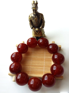 天然红玉髓饰品单圈佛珠手链