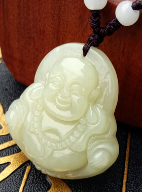 新疆和田玉武财神带证书关公吊坠