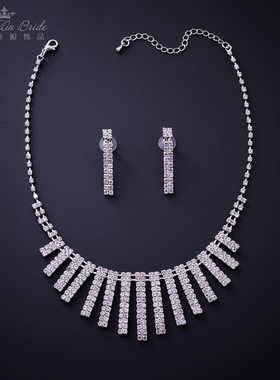 金色项链水钻流苏坠水钻