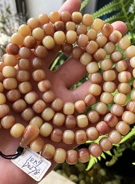 骨韵天阁老型桶珠蜜色玉化骆驼骨