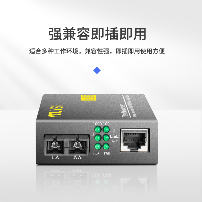 YOUYSI 千兆多模双纤光纤收发器850nm 千兆多模光电转换器 YYS-MC850M - 图2