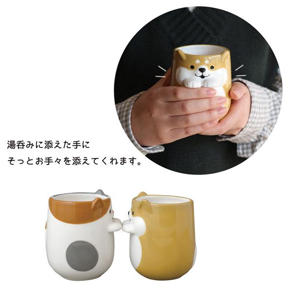 日本Decole可爱手握小猫/柴犬陶瓷杯-图0