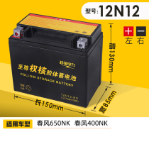 Locomotive dry battery YTX12 suitable for spring wind 650NK400 light yang 250 race boat 300 battery 12V12ah