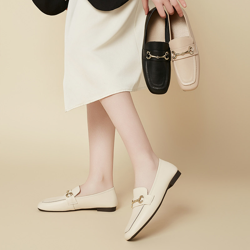 单鞋女夏季2026年新款一脚蹬女鞋子百搭乐福豆豆鞋平底小皮鞋夏秋,淘宝优惠券,粉丝福利购,淘宝优惠卷