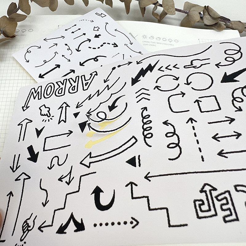 黑白箭头元素对话框装饰贴纸书写纸材质手帐日记本拼贴素材贴画,淘宝优惠券,粉丝福利购,淘宝优惠卷
