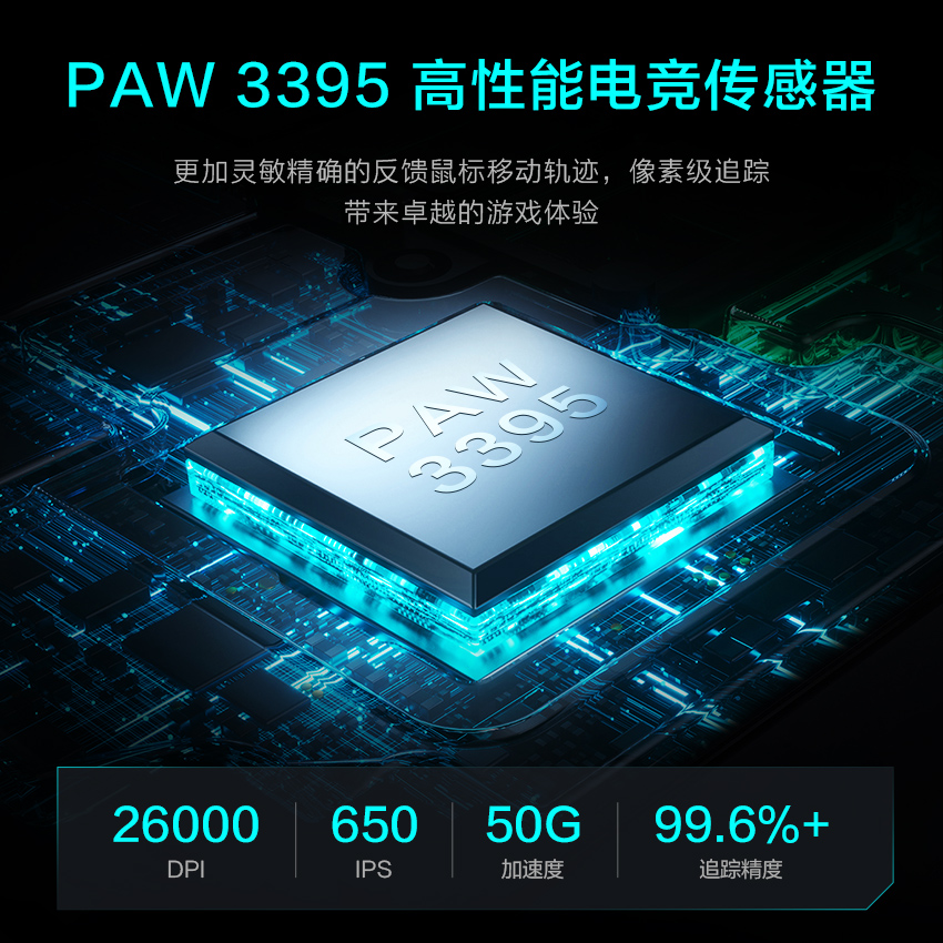 雷神ML602三模游戏鼠标鼠标轻量化PAW3395无线蓝牙有线电竞鼠标