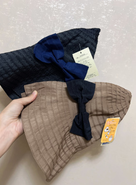 日单 轻便可折叠遮阳帽 优雅蝴蝶结太阳帽 防晒显脸小 大檐帽子