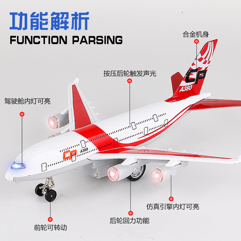 合金小飞机民航空军客机波音777航模儿童玩具回力模型摆件战斗机 - 图1