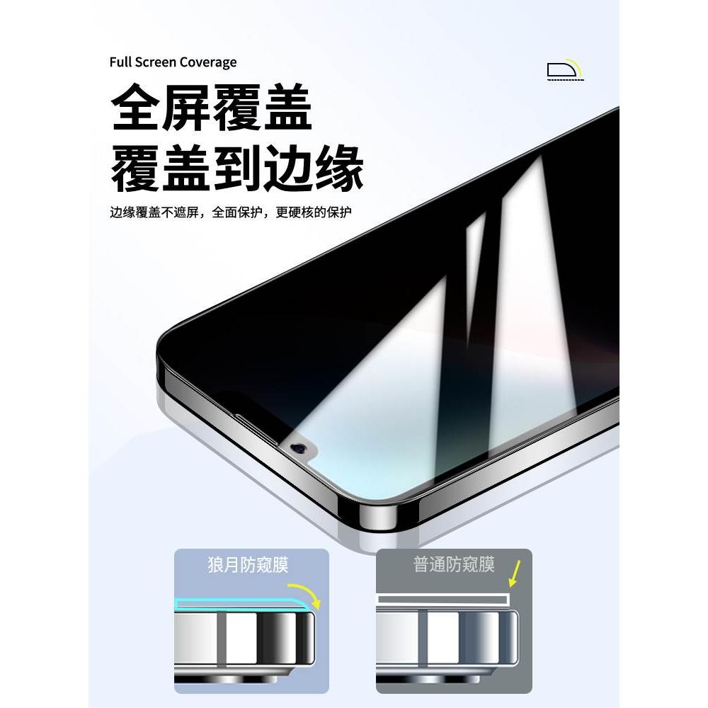 适用精菲于于iphone14/15防窥膜13/12/11promax钢化膜苹果7/8/14plus手机膜x/xr/xsmax全屏6s防偷窥1ini水凝 - 图0