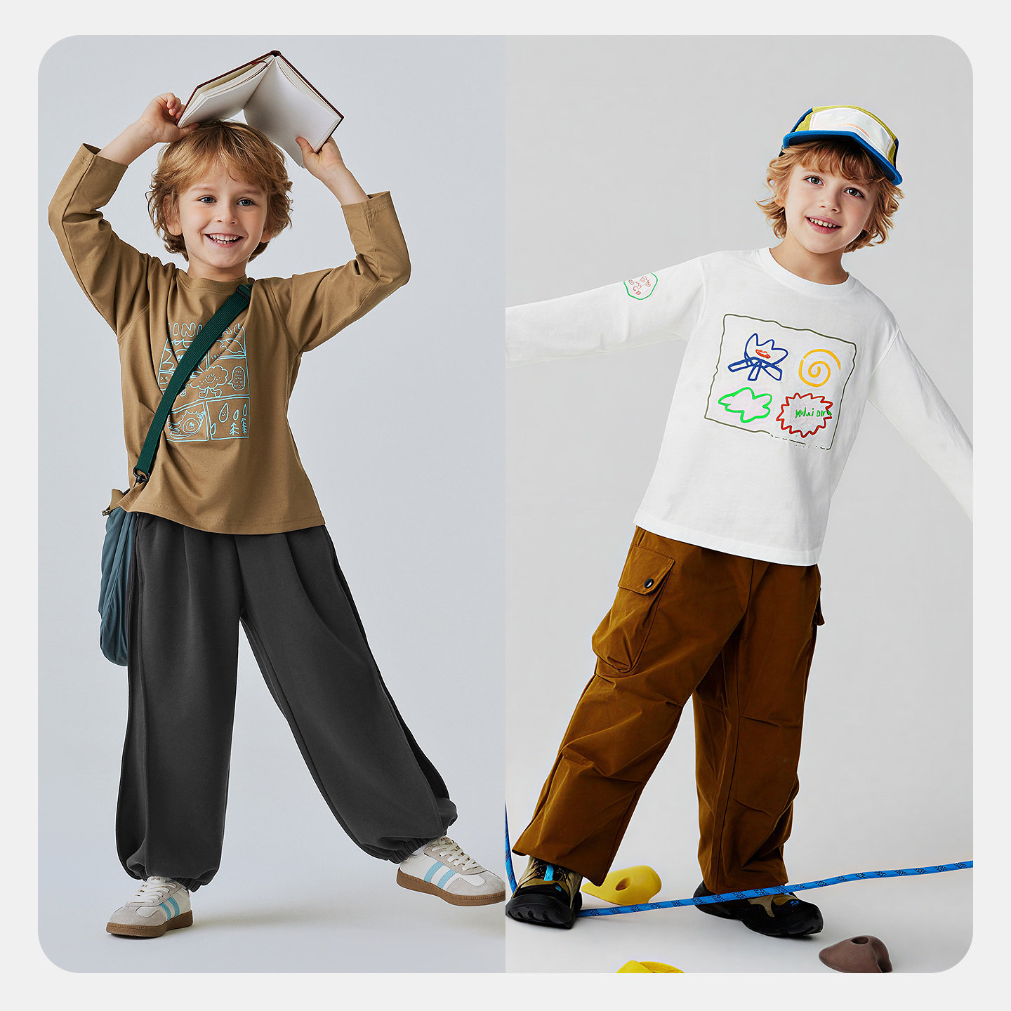 [棉感速干]迷你巴拉男女童长袖T恤透气抑菌儿童打底衫内搭春新品