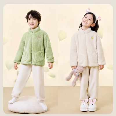 迷你巴拉巴拉男女童双面绒家居保暖外套