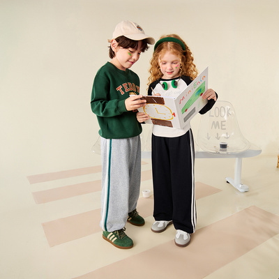 儿童弹力裤子儿童学院风阔腿裤