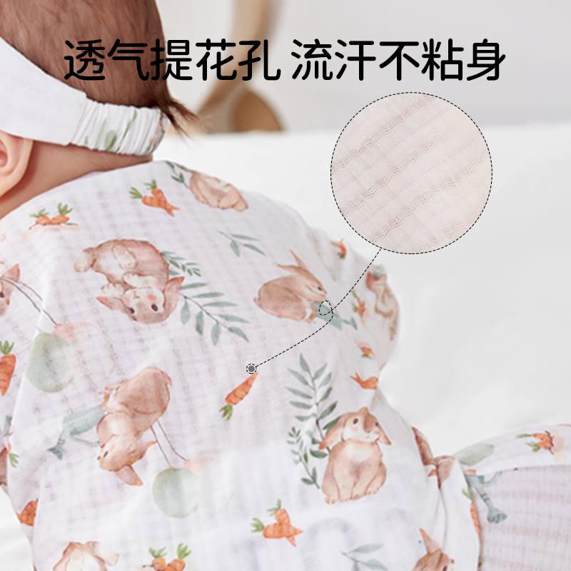 欧孕婴儿连体衣夏季婴幼儿衣服男女宝宝薄款空调服哈衣长袖爬爬服