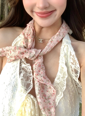 田园风小碎花三角巾女小清新防晒头巾系脖小围巾氛围感丝巾配饰潮