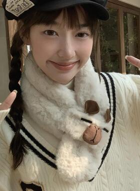 学生蝴蝶结可爱小熊围脖激点百搭
