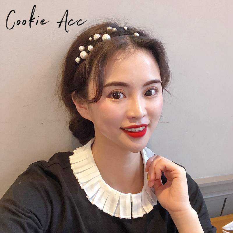 cookie饰品韩国珍珠头饰发箍女款高级感时尚洋气气质简约细边头箍