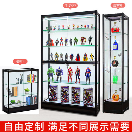手办展示柜玻璃乐高玩具礼品展柜陈列柜货架样品储物柜产品展示架 - 图2