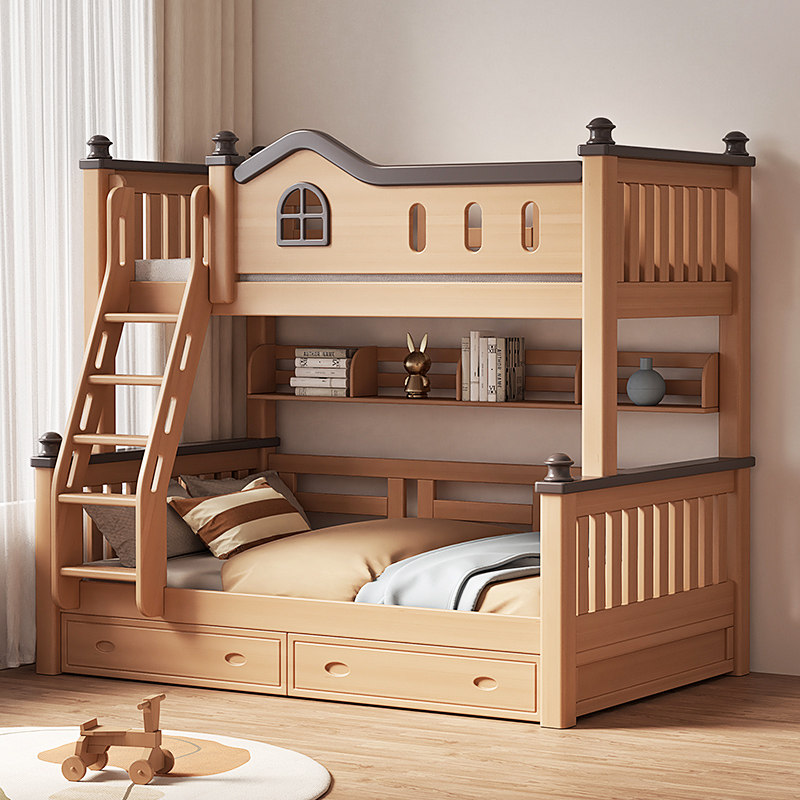 榉木上下铺床全实木儿童高低床可拆分成人子母床双层床两层上下床,淘宝优惠券,粉丝福利购,淘宝优惠卷