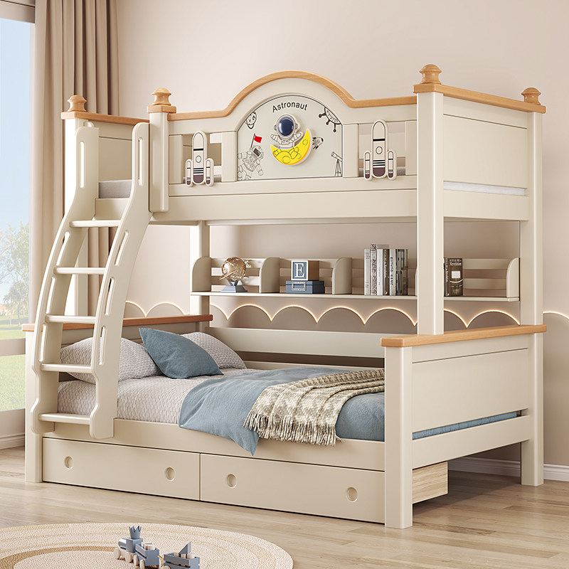 樱桃木上下床全实木儿童高低子母床小户型姐弟两层上下铺木床双层,淘宝优惠券,粉丝福利购,淘宝优惠卷