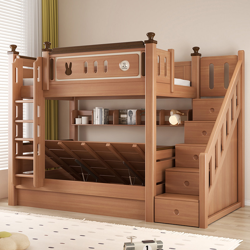 上下铺同宽平行床实木全红檀木儿童高低床小户型双层床两层上下床,淘宝优惠券,粉丝福利购,淘宝优惠卷