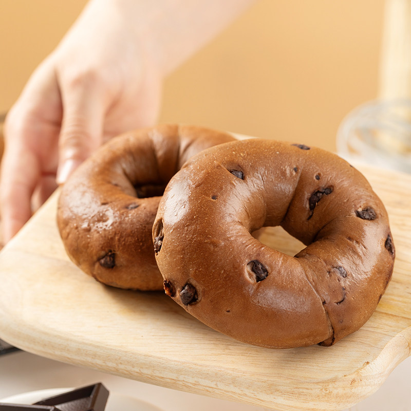 港荣纯脂黑巧贝果面包早餐代餐糕点下午茶速食饱腹点心健康零食品