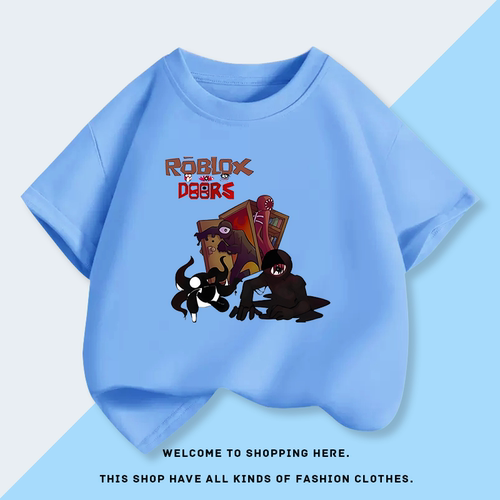Roblox doors游戏周边儿童短袖T恤男女童纯棉半袖上衣夏装衣服 - 图1