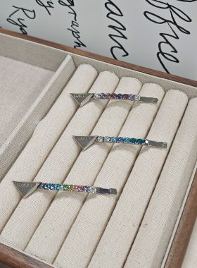 施华洛施家华子~超质感发卡一字夹字母发夹时尚ins刘海夹侧边发夹