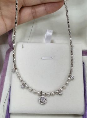 925银基础简约的锆石吊坠碎银子项链甜酷气质高级感